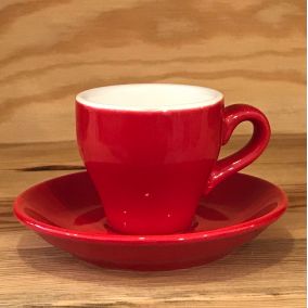 Porcelanowa filiżanka do espresso o pojemności 80 ml, odpowiednia do klasycznego lub podwójnego espresso.  Zawiera spodek. Kolor 2