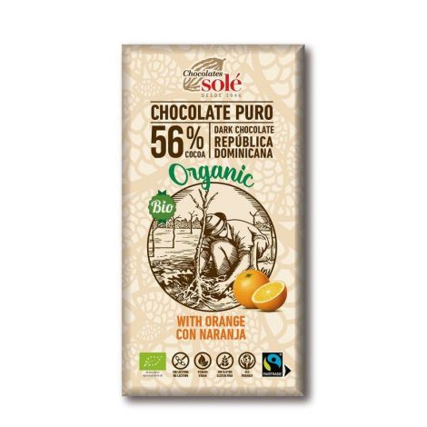 Chocolates Solé - 56% bio čokoláda s pomarančom