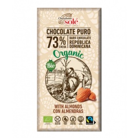 Chocolates Solé- 73% BIO horká čokoláda s mandľami 150g