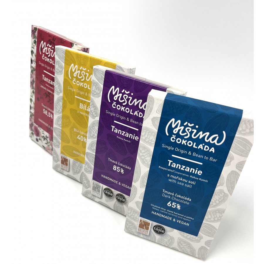 Čokoláda Zmiešaná čokoláda, Tanzánia Jahody, kokos, ruža 58,5%