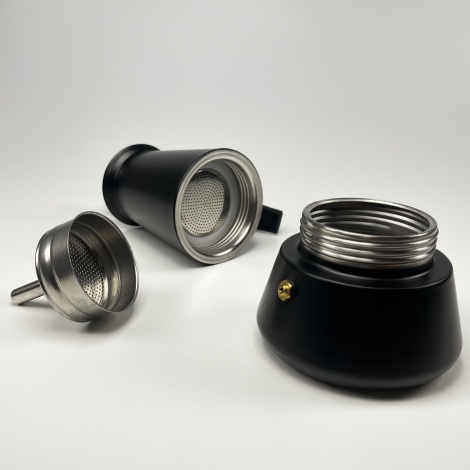 Kaffia Black 4 šálky Moka kanvica - čierna