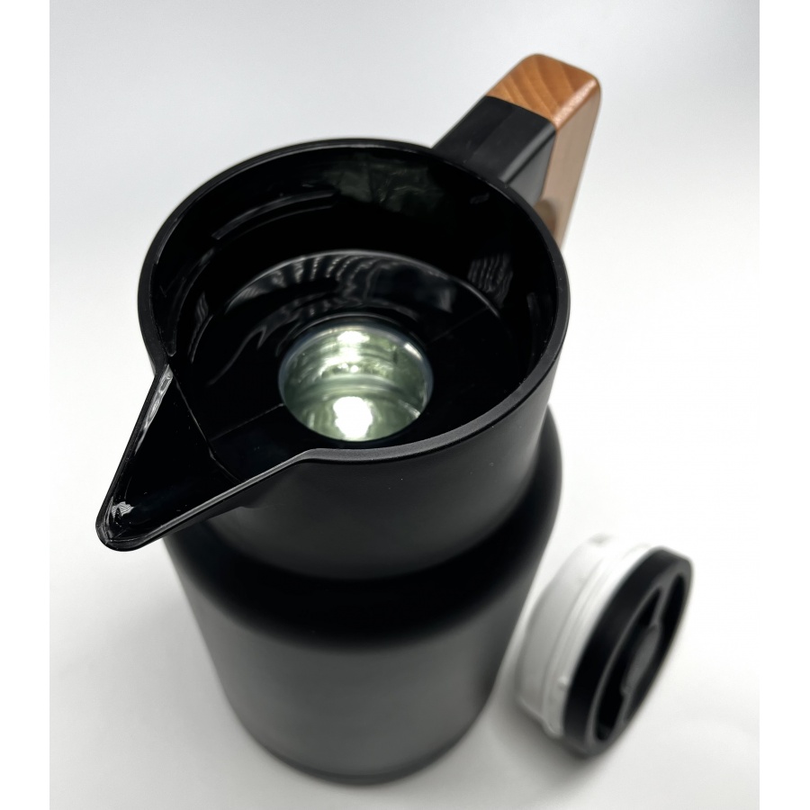 Termoska Kaffia 1 l s drevenou rukoväťou - ČIERNA