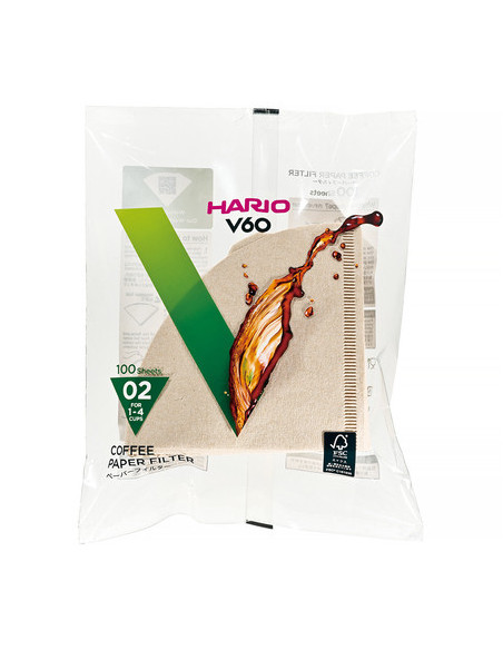 Papierové filtre Hario V60-02 100 ks, nebielené (VCF-02-100M)