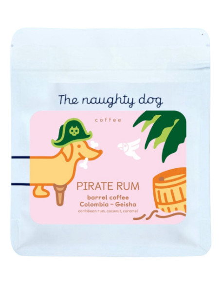 The Naughty dog PIRATE RUM barelová káva - gejša 200g