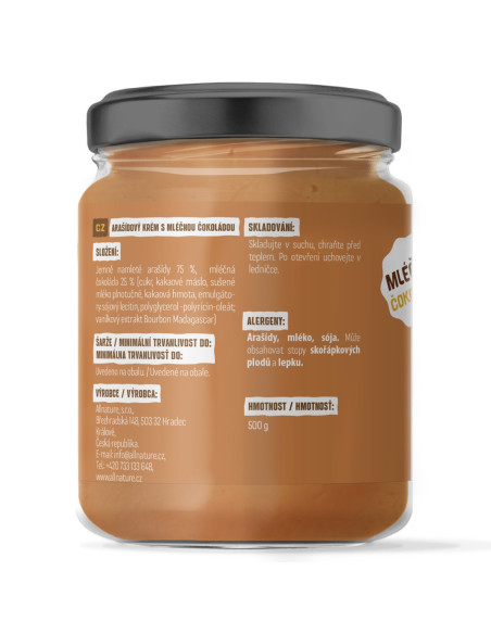 Allnature Arašidové maslo s mliečnou čokoládou 500 g