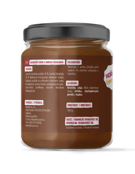Allnature Arašidové maslo s horkou čokoládou 500 g