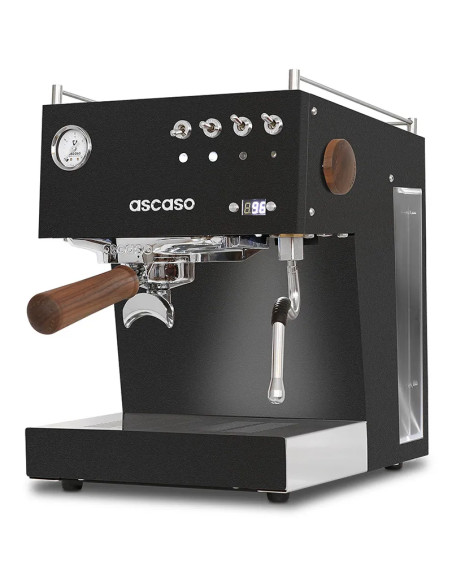Espresso kávovar Ascaso Steel UNO PID čierny s drevenými prvkami