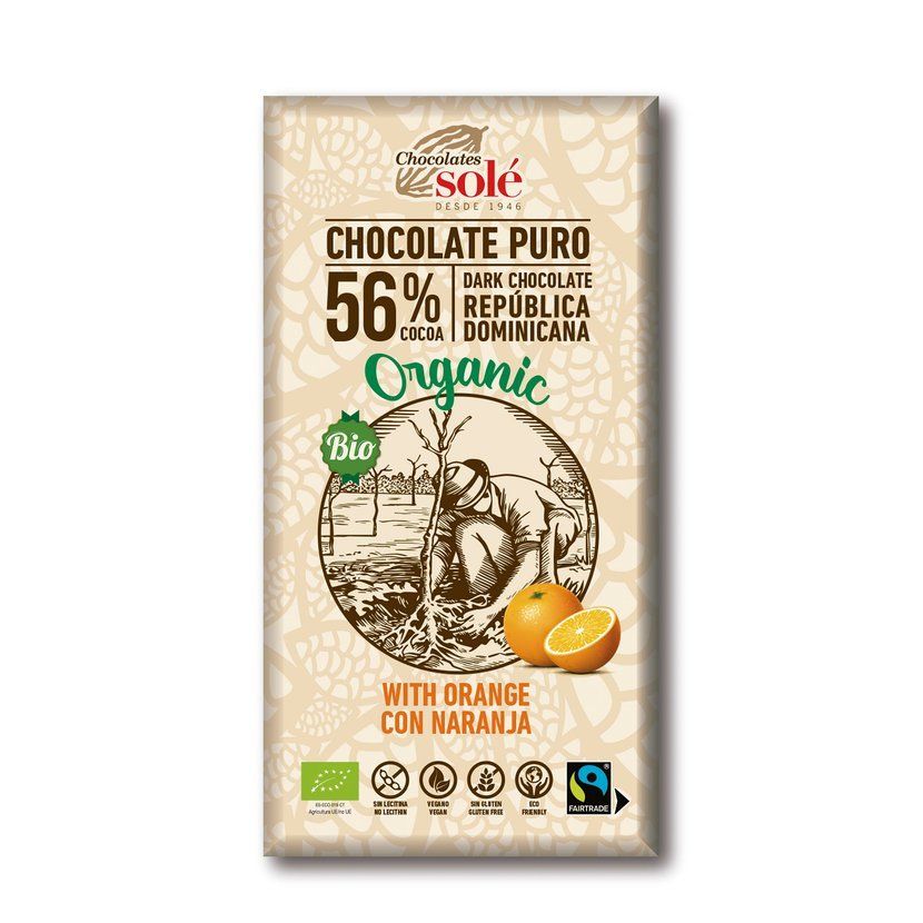 E-shop Chocolates Solé - 56% bio čokoláda s pomarančom