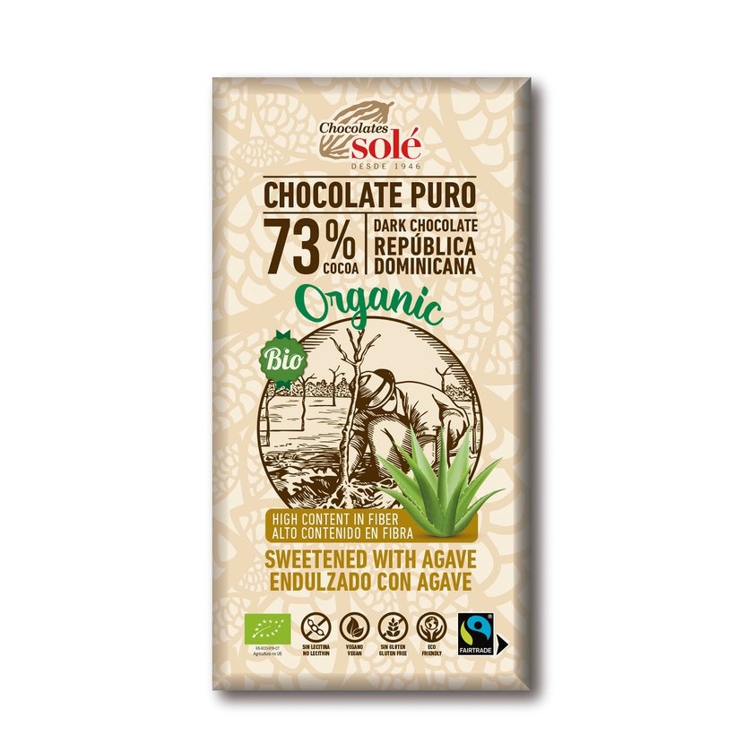 E-shop Chocolates Solé - 73% BIO čokoláda bez cukru s agáve