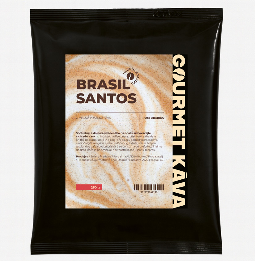 E-shop Brazília Santos, STREDNE PRAŽENÁ, zrnková káva arabica